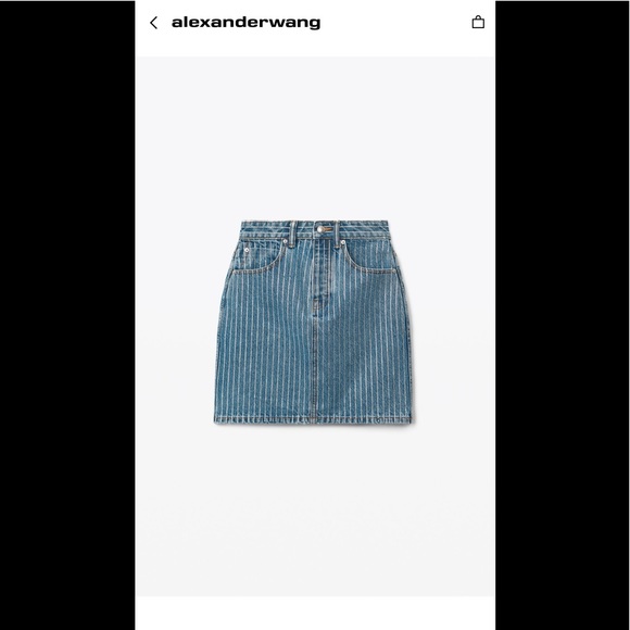 Alexander Wang crystal stripe skirt in denim - Picture 2 of 6